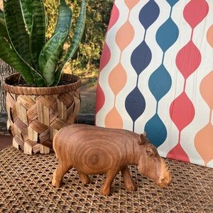 Rare Hand-carved Wooden African Hippopotamus Figurine